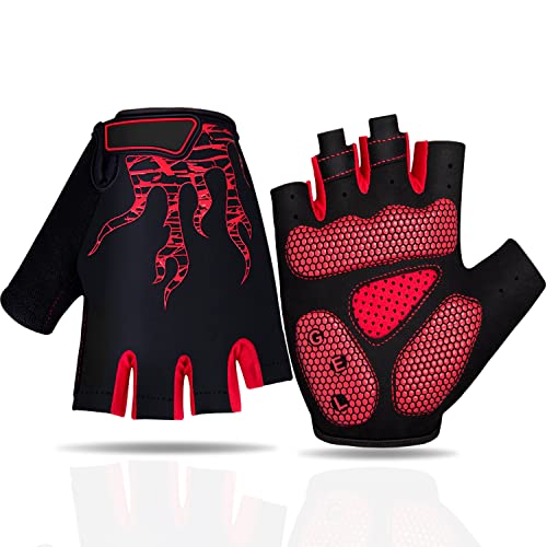 Faneam Antideslizante Guantes de Ciclismo Verano Medio Dedo Guantes de Bicicleta Montaña para Hombre Mujer, Transpirable Guantes Cortos MTB Gel Guantes Cortos Deportivos Moto, Unisexo