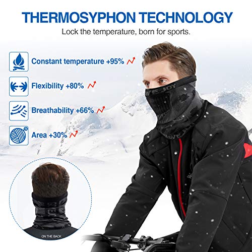 Faneam Mascarilla Calentador de Cuello Hombres Mujeres Transpirable Facial Bufanda de Invierno Máscara Pasamontaña para Ciclismo Braga para Cuello Multifunción Bandana para Moto Bicicleta Esqui (raya)