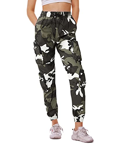 Fanient Pantalones de camuflaje para mujer, pantalones de deporte, pantalones de trabajo, uniforme, combate, cargo, holgados, multibolsillos, pantalones de seguridad