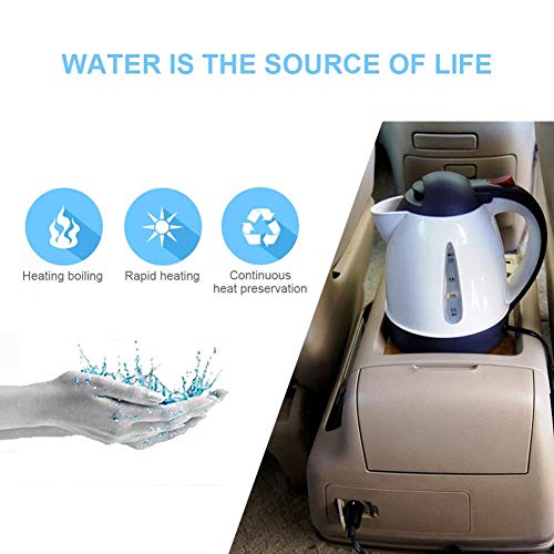 Fdit Calientaplatos Eléctrico del Coche Recorrido del Coche Portátil Caldera DC12V del Agua Caliente Que Hierve Rápidamente para Café del Té 1.0 -Liter Apagado Automático(Medium)