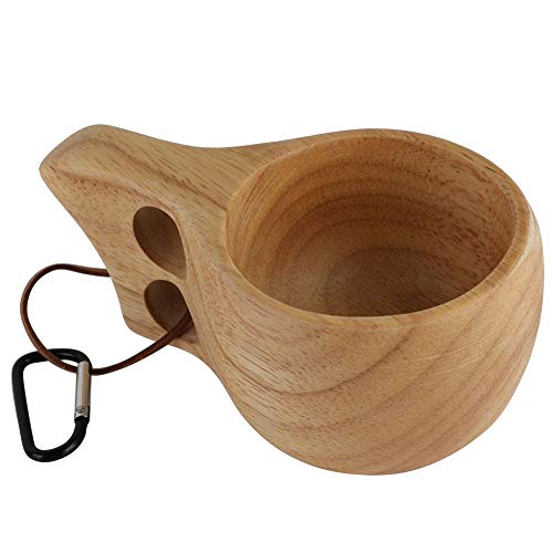 Fdit Taza de Madera de Goma con Doble Orificio Kuksa Taza de Agua Taza de Agua Taza de Madera Creativa Personalizada