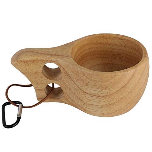 Fdit Taza de Madera de Goma con Doble Orificio Kuksa Taza de Agua Taza de Agua Taza de Madera Creativa Personalizada