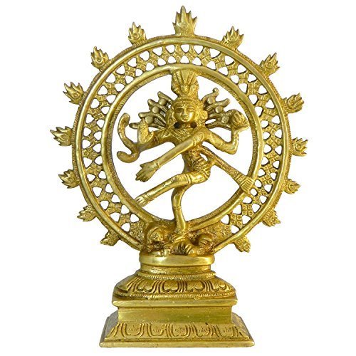 Figura latón Nataraja 21 cm de alto estatua dorada Shiva que baila Hinduismo Deidad india