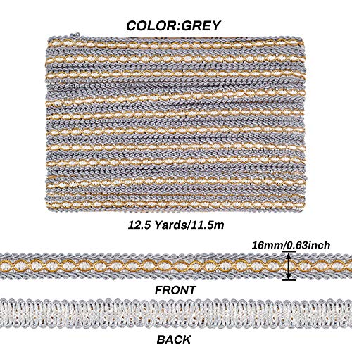 FINGERINSPIRE Trenza Gris 1.6 X115cm Cinta de poliéster Tejida con Flecos para Trajes Artesanía de Bricolaje Coser Joyas Hacer decoración del hogar