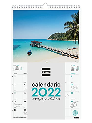 Finocam Imágenes de Pared - Calendario 2022, 250x400 mm, Multicolor (Paisajes Paradisíacos)