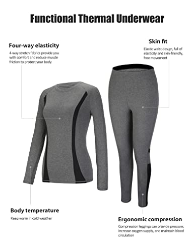 Fipput Ropa Interior Térmica Mujer Invierno Conjunto Termico Mujer Ropa Termica Mujer Deporte Ropa Interior Funcional Térmica para Ski Montaña Esquí Running