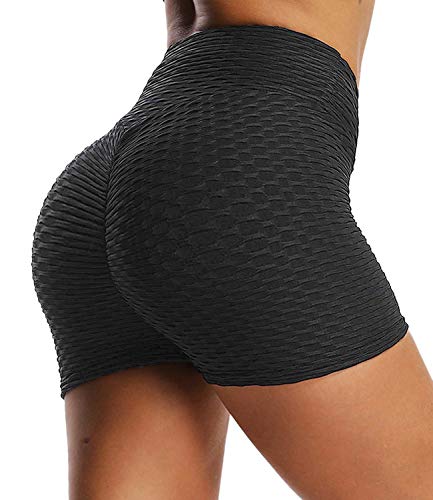 FITTOO Pantalones Cortos Leggings Mujer Mallas Yoga Alta Cintura Elásticos Push Up Suave #1 Negro M