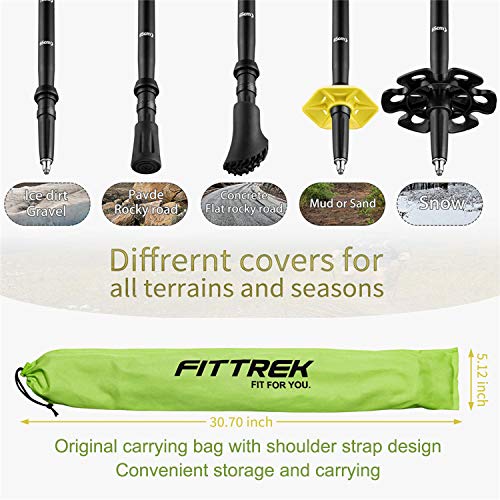 FitTrek Bastones Trekking Niño - Bastones de Senderismo y Trekking Niña - Palos de Senderismo Caminar 58 a 94 cm - Bastones Marcha Nordica Telescopico Colores Brillantes para Niños