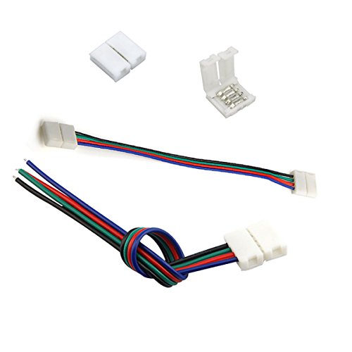 Fixget 20 Pzas Conector en Forma, Conector de Luz de Tira Conector Rápido de Luz de Cinta LED Conector LED SMD 5050/3528 RGB de 10mm Ancho [Clase de eficiencia energética A+++] (LED Connector)