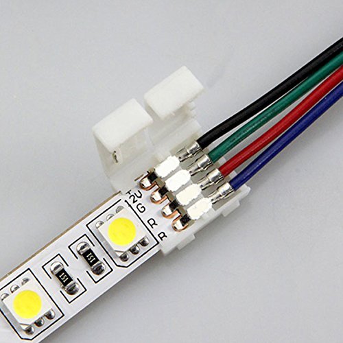 Fixget 20 Pzas Conector en Forma, Conector de Luz de Tira Conector Rápido de Luz de Cinta LED Conector LED SMD 5050/3528 RGB de 10mm Ancho [Clase de eficiencia energética A+++] (LED Connector)