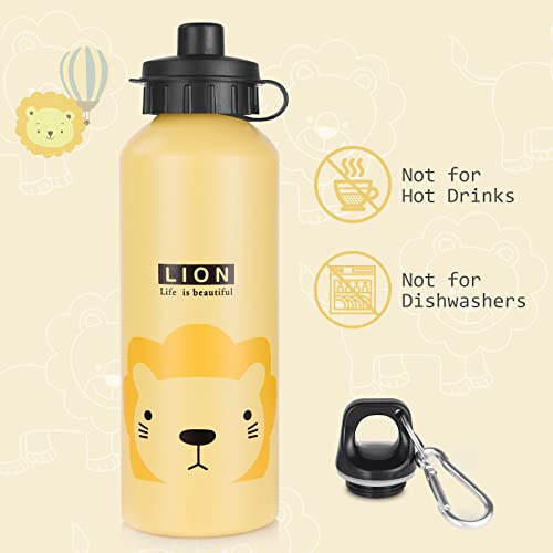 flintronic 500ml Botella de Agua para Niños de Aluminio sin BPA, Botella de Agua para Niños No tóxica, Botella de Agua Deportiva para Guardería Escolar / Viajes (Con 2 Tapas)