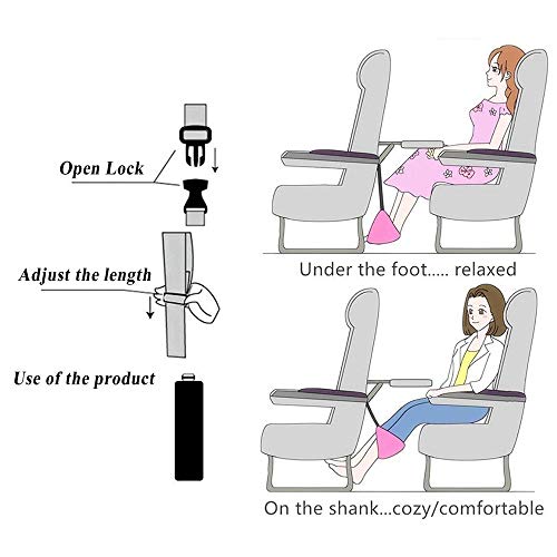 flintronic Hamaca para Pies Portátil, Reposapiés Plegable Ajustable y Transpirable, para Aeronaves, Oficinas, Hogares, Previene la Hinchazón y el Dolor(Incluida 1 * Máscara para Los Ojos)