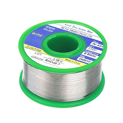 Fodlon 0.8mm Alambre de Soldar, Alambre para Soldar sin Plomo Sn99.3%/Cu0.7% Alambre de Soldadura Sin Plom con Núcleo de Colofonia para Soldadura Eléctrica 100g