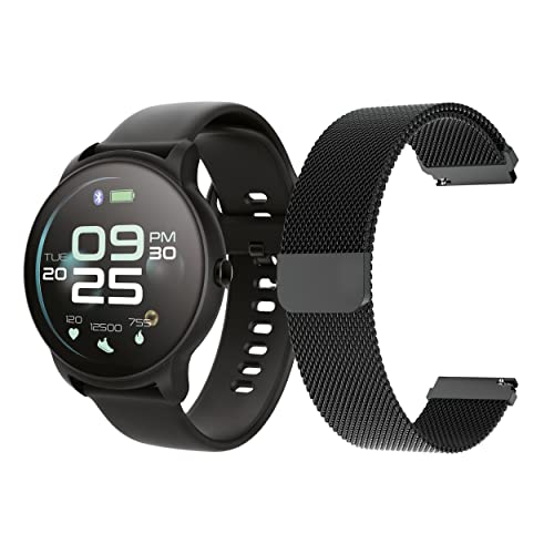 ForeVive2 smartwatch Mujeres, Hombres SB-330 IP68 Barra de Actividad Inteligente para iOS Android, Monitor de sueño, podómetro, calorías, Reloj Deportivo, Correa Intercambiable, menú español (Negro)