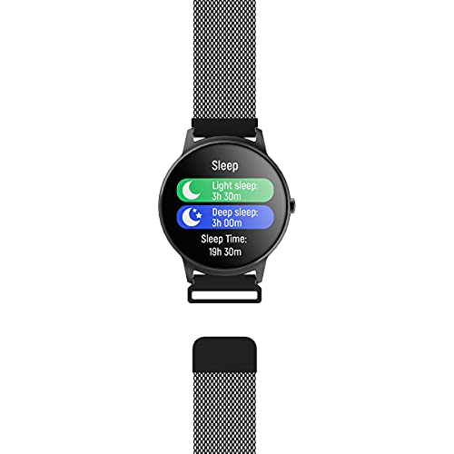 ForeVive2 smartwatch Mujeres, Hombres SB-330 IP68 Barra de Actividad Inteligente para iOS Android, Monitor de sueño, podómetro, calorías, Reloj Deportivo, Correa Intercambiable, menú español (Negro)