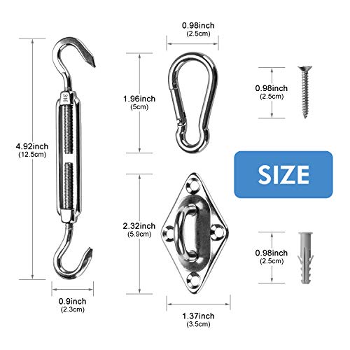 FORMIZON Kit de Montaje para Toldo, 24 Piezas 316 Acero Inoxidable Kit para Toldos Rectangular, Fácil Montaje Kit de Fijación para Jardín, Patio