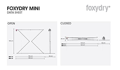 foxydry Mini Tendedero de Techo, Tendedero de Techo Vertical Abatible en Aluminio y Acero (Gris, 150)