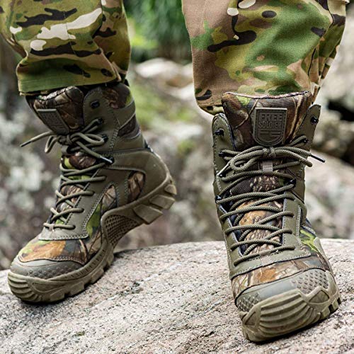 FREE SOLDIER Botas de Caza para Hombres Botas Militares de Combate de Tiro Alto con Cordones Zapatos Ligeros para Todo Terreno para Senderismo, Trabajo, Selva(Camouflage,41)