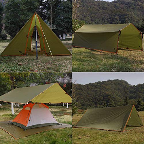 FREE SOLDIER Toldo de Acampada y Deportes al Aire Libre Impermeable Portable Multifuncional para Viajar Tienda de campaña Toldo Refugio Parasol Toldo（ Camuflaje，con Las uñas）