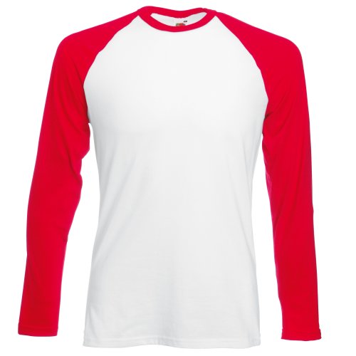 Fruit of the Loom 61-028-0 - Camiseta, Hombre, Blanco/Rojo, Pequeña (S)