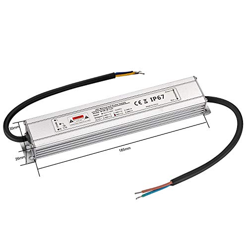 Fuente de Alimentación LED 12V 50W 4.16A IP67 Impermeable, LED Fuente de Alimentacion transformador de Potencia de 230V a DC 12V para Tira de LED y Bombilla