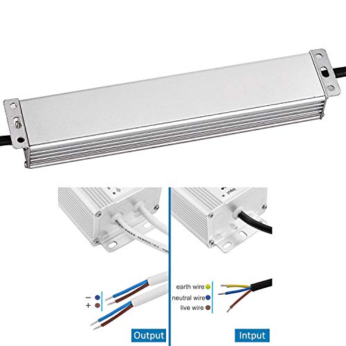 Fuente de Alimentación LED 12V 50W 4.16A IP67 Impermeable, LED Fuente de Alimentacion transformador de Potencia de 230V a DC 12V para Tira de LED y Bombilla