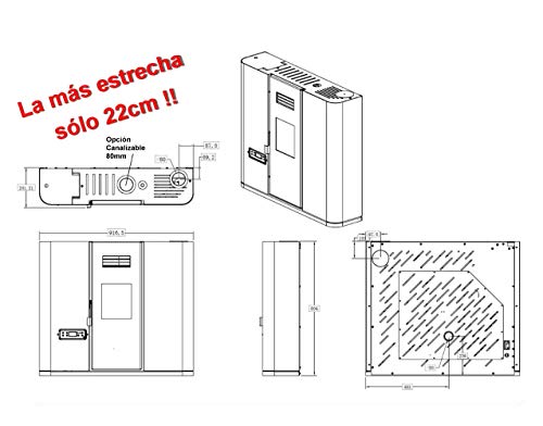 FUJISOL Estufa de pellets de Pasillo CANALIZABLE Modelo SC Color Blanco 10,5kW