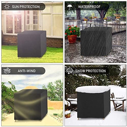 Funda Muebles Jardin, Funda Mesa Impermeable, Funda para Mobiliario de Exterior, Protectora para Muebles de Jardín, Paño Oxford 210D Cubierta de Mesa, para Muebles (123 x 123 x 74cm)