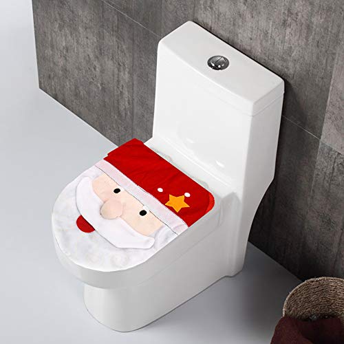 Funda para asiento de inodoro de Navidad, diseño de Papá Noel, decoración de baño, linda para decoración de interiores de Navidad, regalos de fiesta