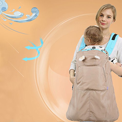 Funda para mochila portabebé A prueba de viento Impermeable Encapuchado Invierno cubierta del portabebés,Marrón