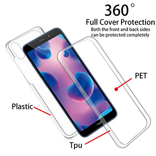 Funda para Xiaomi Redmi 7A, Transparente TPU Silicona + PC 2 en 1 360°Full Body Anti-Arañazos Protectora Carcasa Case Cover para Xiaomi Redmi 7A