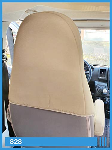 Fundas de Asiento compatibles con Autocaravana, Conductor y copiloto, número de Color: 828 (Beige y Negro)