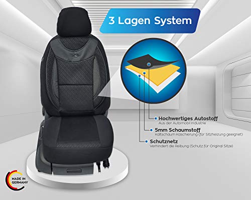 Fundas de Asiento compatibles con Ford Tourneo Transit Courier Conductor y Pasajero a Partir de 2014, número de Color: G102