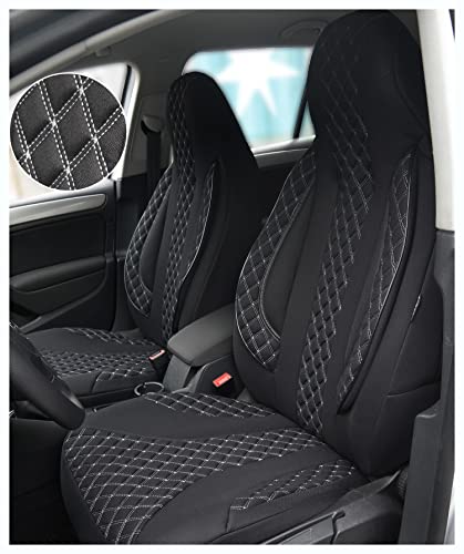 Fundas de Asiento para Coche compatibles con Dacia Dokker 2012 para Conductor y copiloto, Color Negro y Blanco