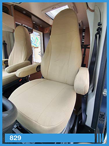 Fundas de Asiento para Conductor y copiloto, compatibles con Caravana Fiat Ducato 829, Color Beige