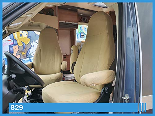 Fundas de Asiento para Conductor y copiloto, compatibles con Caravana Fiat Ducato 829, Color Beige