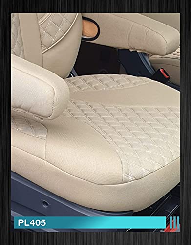 Fundas de Asiento para Conductor y copiloto, compatibles con caravanas, Pössl Weinsberg Knaus Adria Dethleffs Carthago Bürstner Eura Mobil Pilote Laika Kabe Chausson Hobby PL405 (Beige)