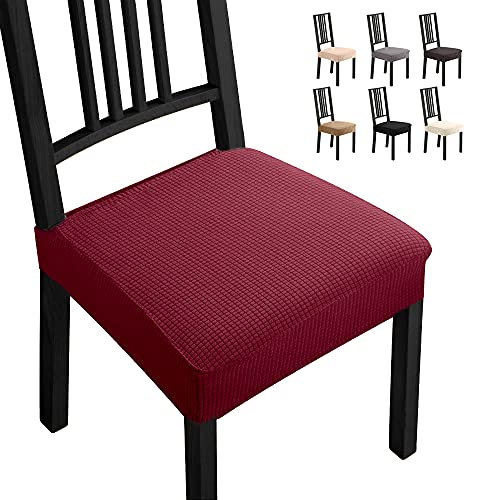 Fundas para sillas Pack de 6 Fundas sillas Comedor Fundas elásticas, Fundas de Asiento para Silla,Diseño Jacquard Cubiertas de la sillas,Extraíbles y Lavables-Decor Restaurante(Paquete de 6,Burdeos)-B