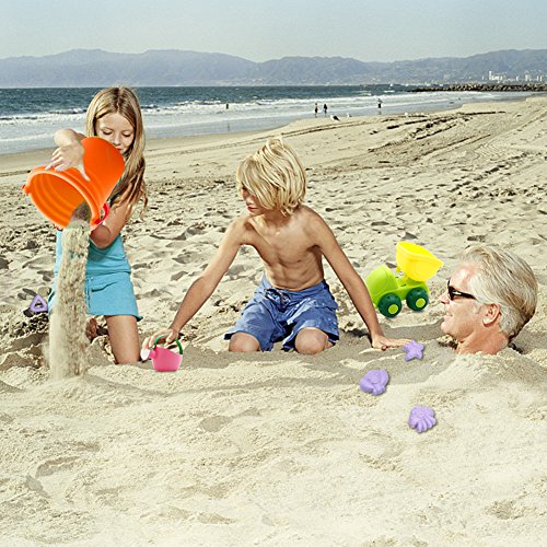 FunsLane - Juego de 20 Juguetes de Arena para la Playa con Cubo de Arena para Material Blando PPE, Cubo de Arena y moldes, Juguetes para niños, niñas, niños pequeños, Juegos al Aire Libre