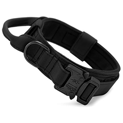 G-raphy Collares Tácticos para Perros, Nailon Militar Ajustable con Hebilla de Metal en D para Entrenamiento de Perros, Colección de Collares para Perros Pequeños Medianos y Grandes (M, Negro)