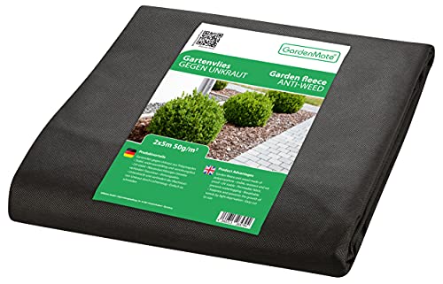 GardenMate Malla geotextil de 2 m x 5 m y 50 g/m² – Geotextil Resistente para Malas Hierbas – Estabilizada contra UV – Permeable al Agua – 2 m x 5 m = 10 m²