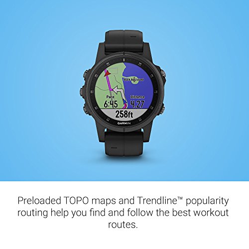 Garmin fēnix 5X Plus, Ultimate Multisport GPS Smartwatch, Features Color TOPO Maps and Pulse Ox, Heart Rate Monitoring, Music and Pay, Black Hardware/Black Band