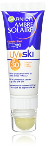 Garnier Ambre Solaire UV SKI Combi 2-en-1 Crème + Stick Lèvres Protecteurs FPS 30 Conditions Extrêmes