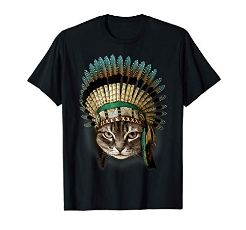 Gato nativo americano indio Camiseta