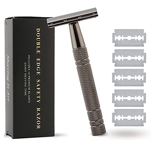 GeekerChip Máquina de Afeitar de Doble Filo,Maquinilla de Afeitar Clasica de Doble Filo,para Hombre y Mujer Afeitado Manual Safety Razor,Adecuado para Todos Cuchilla de Afeitar Clasica