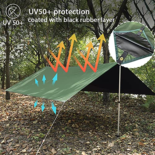 GEERTOP Toldo de Refugio Camping Impermeable Tienda de Campaña Tarp con Cuerdas y Clavijas Ligera UV Protección Portátil para Mochila Senderismo Picnic Aire Libre