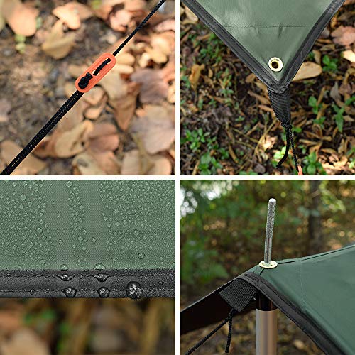 GEERTOP Toldo de Refugio Camping Impermeable Tienda de Campaña Tarp con Cuerdas y Clavijas Ligera UV Protección Portátil para Mochila Senderismo Picnic Aire Libre