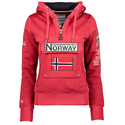 Geographical Norway GYMCLASS Lady - Sudadera Mujer Bolsillos Kangaroo - Sudadera Caliente Mujer - Suéter Abrigos Manga Larga - Hoodie Tops Casual Abrigo Estilo Granat XL - Talla 4