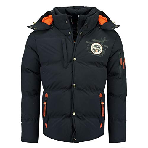 Geographical Norway VERVEINE BELL - Chaqueta de invierno, para hombre - chaqueta deportiva cortavientos - Parka/Abrigo con capucha - de manga larga, azul marino, S