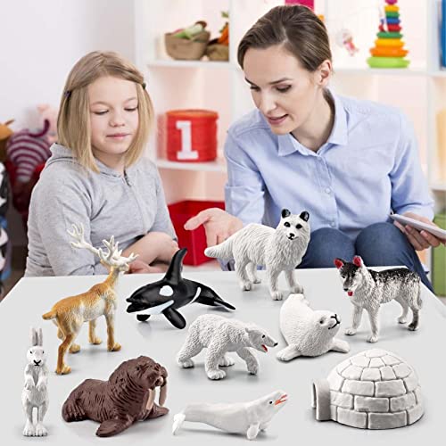 Gereton Juego De Figuras De Animales Polares, 10 Piezas De Figuras De Animales Realistas, Incluidos Conejos Árticos, Zorros Árticos, Renos, Mini Figuras Árticas De Juguete para Niños Y Niñas